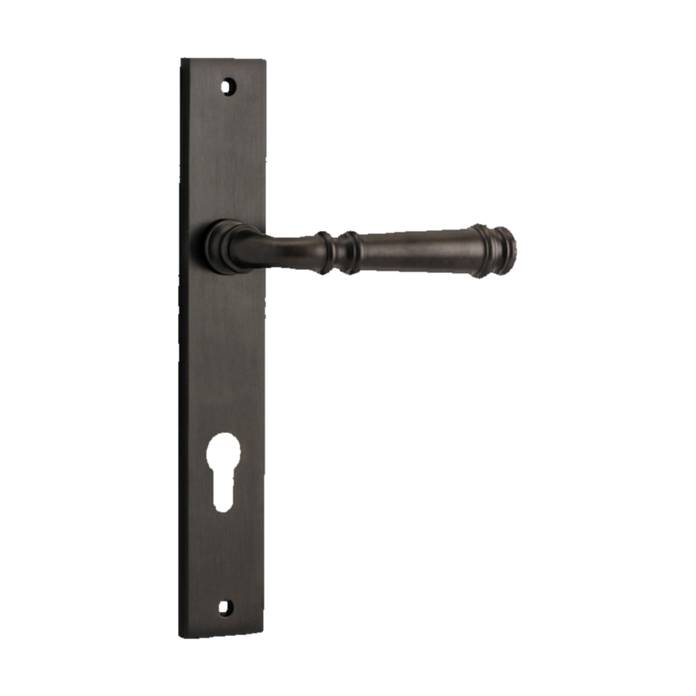 Door Lever Verona Rectangular Euro Signature Brass CTC85mm H237xW50xP59mm in Signature Brass