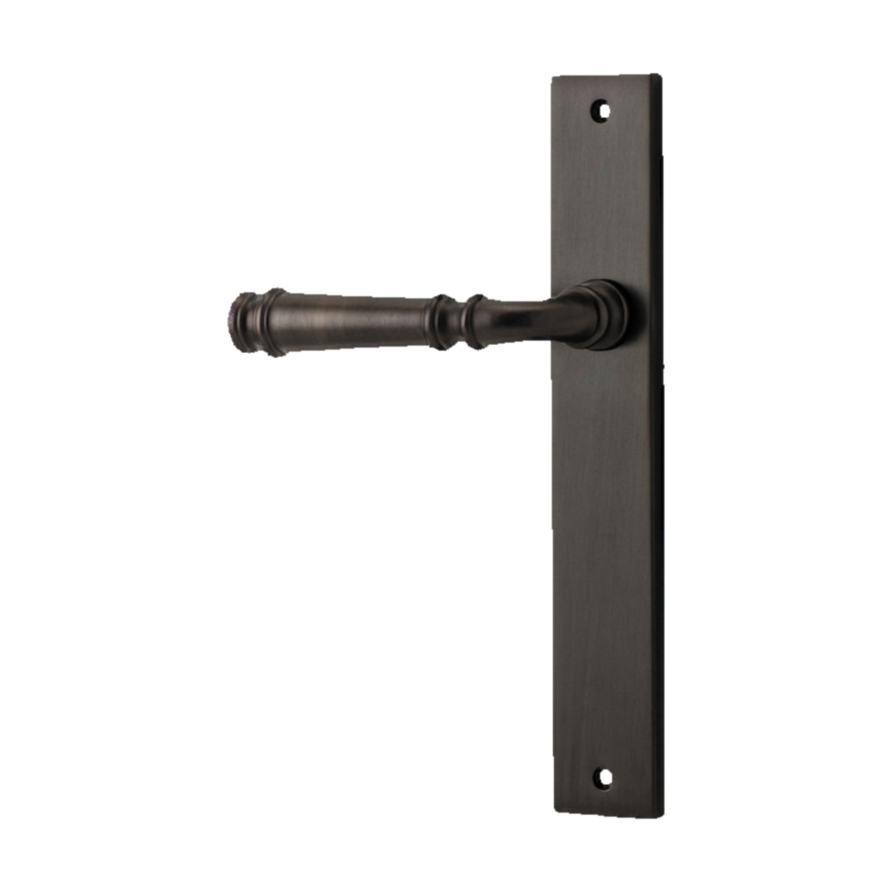 Door Lever Verona Rectangular Latch Left Hand Fixed Signature Brass L122xP56mm BPH240xW38mm in Signature Brass
