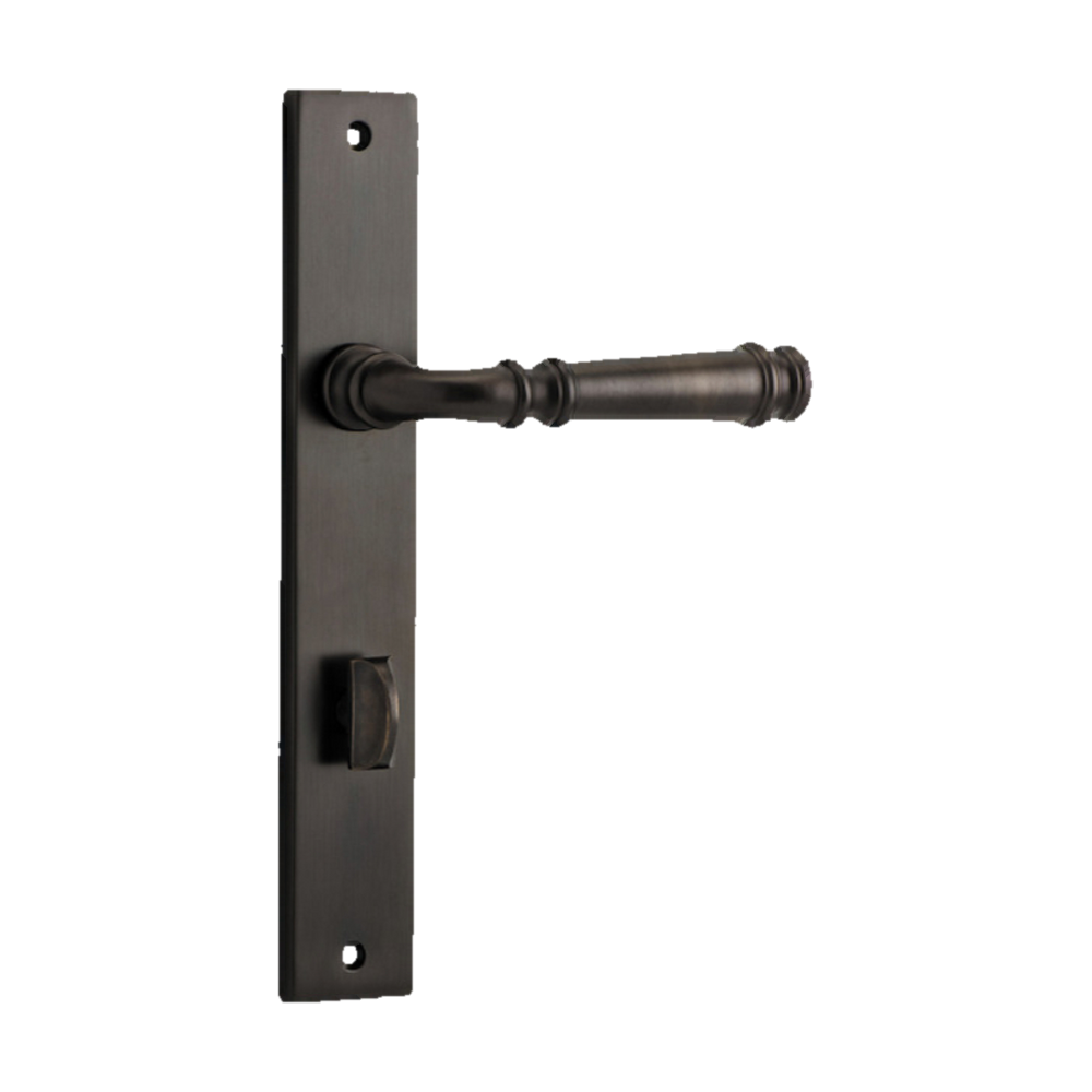 Door Lever Verona Rectangular Privacy Signature Brass CTC85mm H237xW50xP59mm in Signature Brass