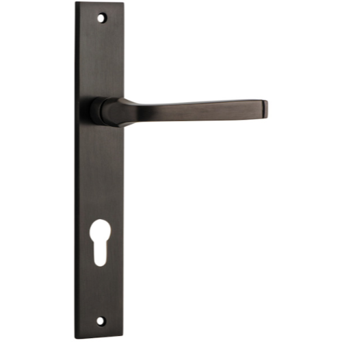 Door Lever Annecy Rectangular Euro Signature Brass CTC85mm H237xW50xP65mm in Signature Brass