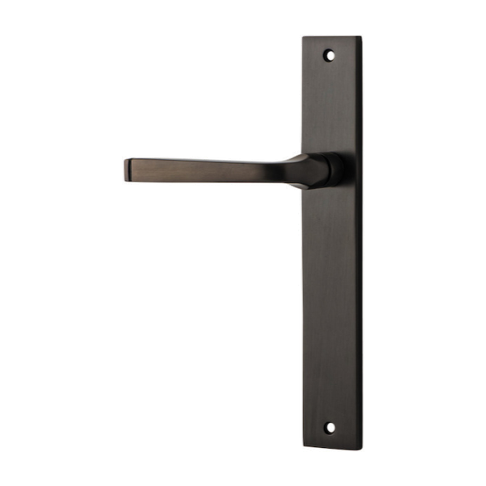 Door Lever Annecy Rectangular Latch Left Hand Fixed Signature Brass L117xP63mm BPH240xW38mm in Signature Brass