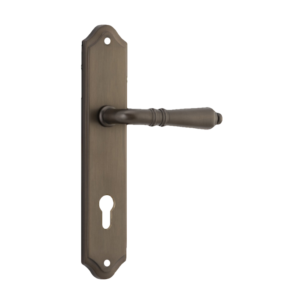Door Lever Sarlat Shouldered Euro Signature Brass CTC85mm H250xW48xP57mm in Signature Brass