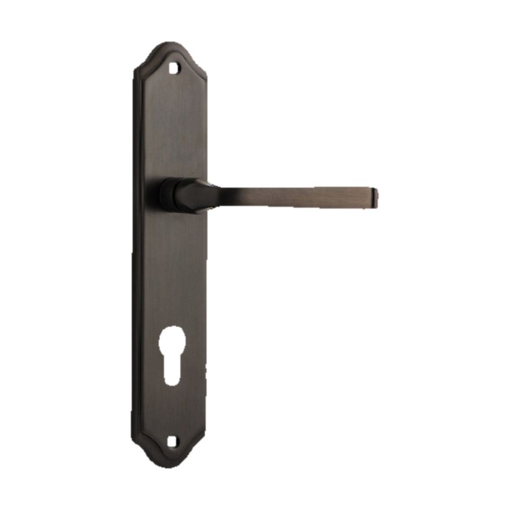 Door Lever Annecy Shouldered Euro Signature Brass CTC85mm H237xW50xP65mm in Signature Brass
