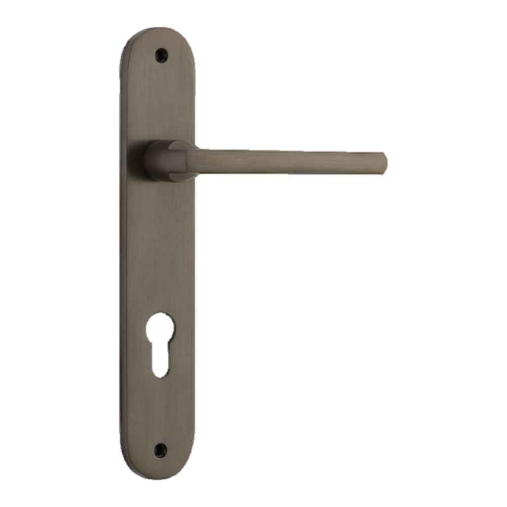 Door Lever Baltimore Oval Euro Signature Brass CTC85mm H240xW40xP55mm in Signature Brass