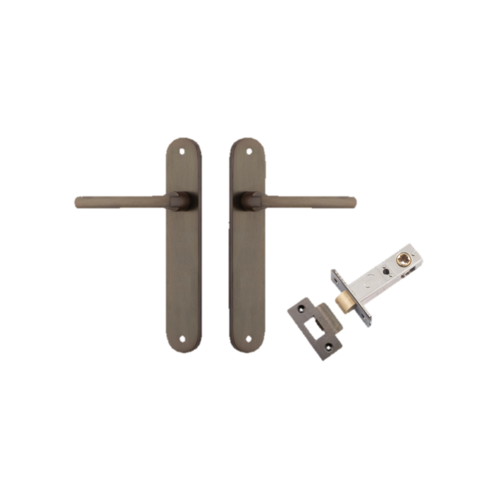 Door Lever Baltimore Oval Latch Signature Brass H240xW40xP55mm Passage Kit Tube Latch Split Cam 'T' Striker Signature Brass Backset 60mm in Signature Brass