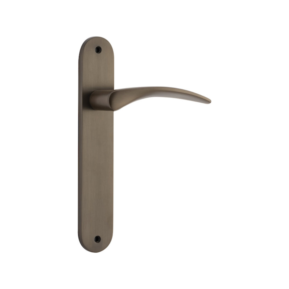 Door Lever Oxford Oval Latch Signature Brass H240xW40xP60mm in Signature Brass