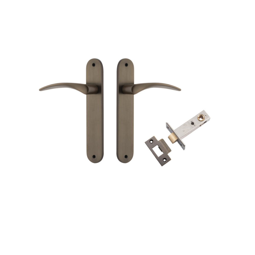 Door Lever Oxford Oval Latch Signature Brass H240xW40xP60mm Passage Kit Tube Latch Split Cam 'T' Striker Signature Brass Backset 60mm in Signature Brass