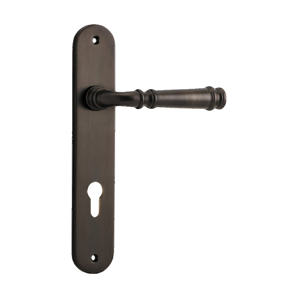 Door Lever Verona Oval Euro Signature Brass CTC85mm H240xW50xP59mm in Signature Brass