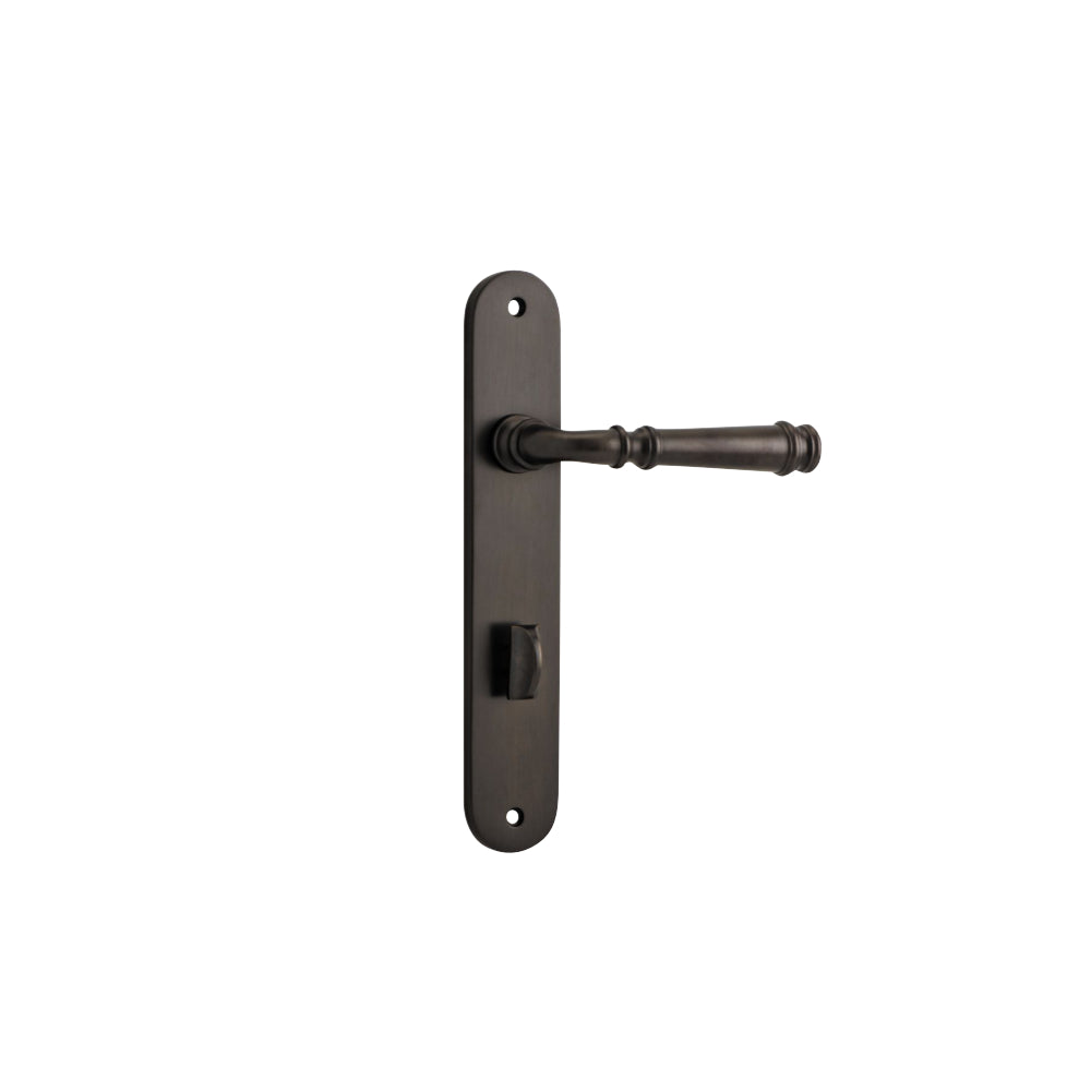 Door Lever Verona Oval Privacy Signature Brass CTC85mm H240xW50xP59mm in Signature Brass