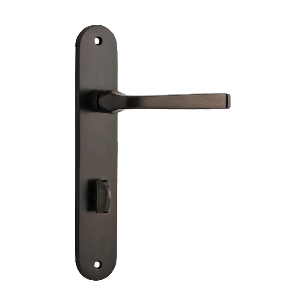 Door Lever Annecy Oval Privacy Signature Brass CTC85mm H240xW40xP62mm in Signature Brass