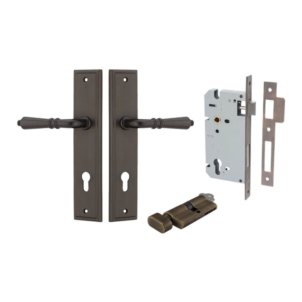 Door Lever Sarlat Stepped Signature Brass Key / Thumb Entrance Kit in Signature Brass