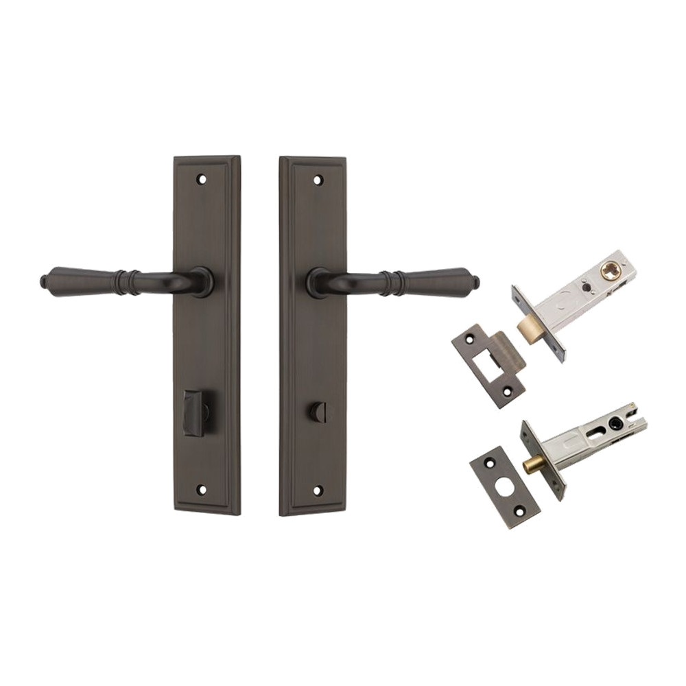 Door Lever Sarlat Stepped Signature Brass Privacy Kit in Signature Brass