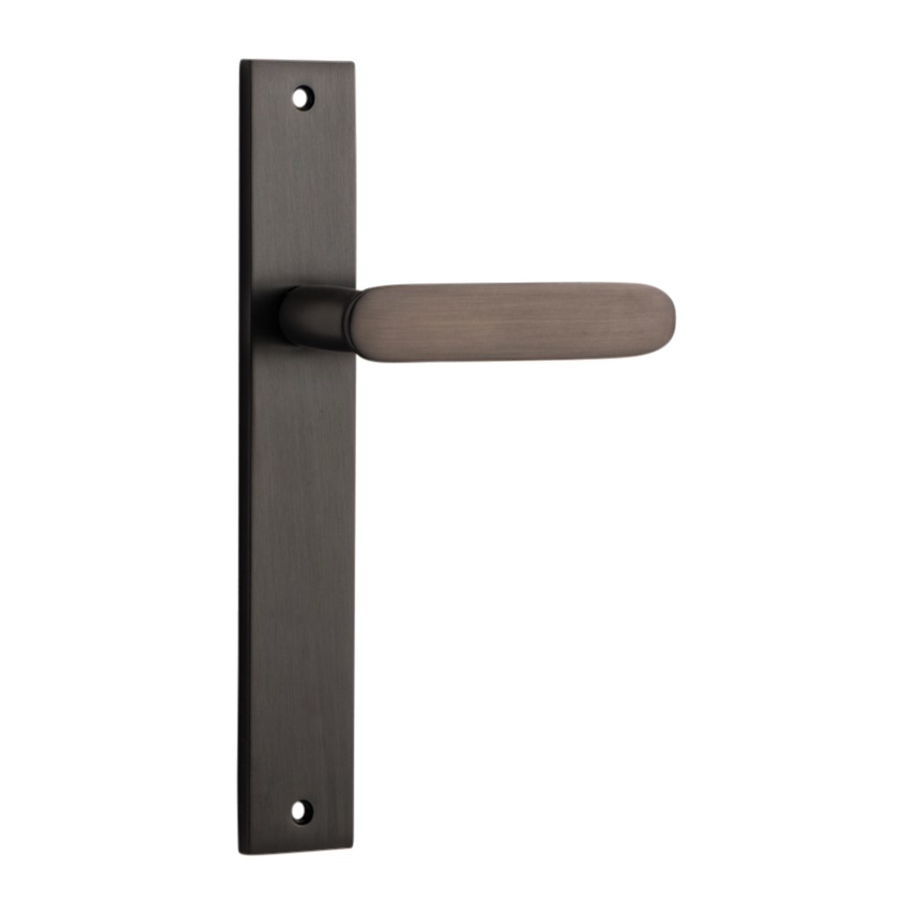 Door Lever Bronte Rectangular Latch Right Hand Fixed Signature Brass L117xP53mm BPH240xW38mm in Signature Brass