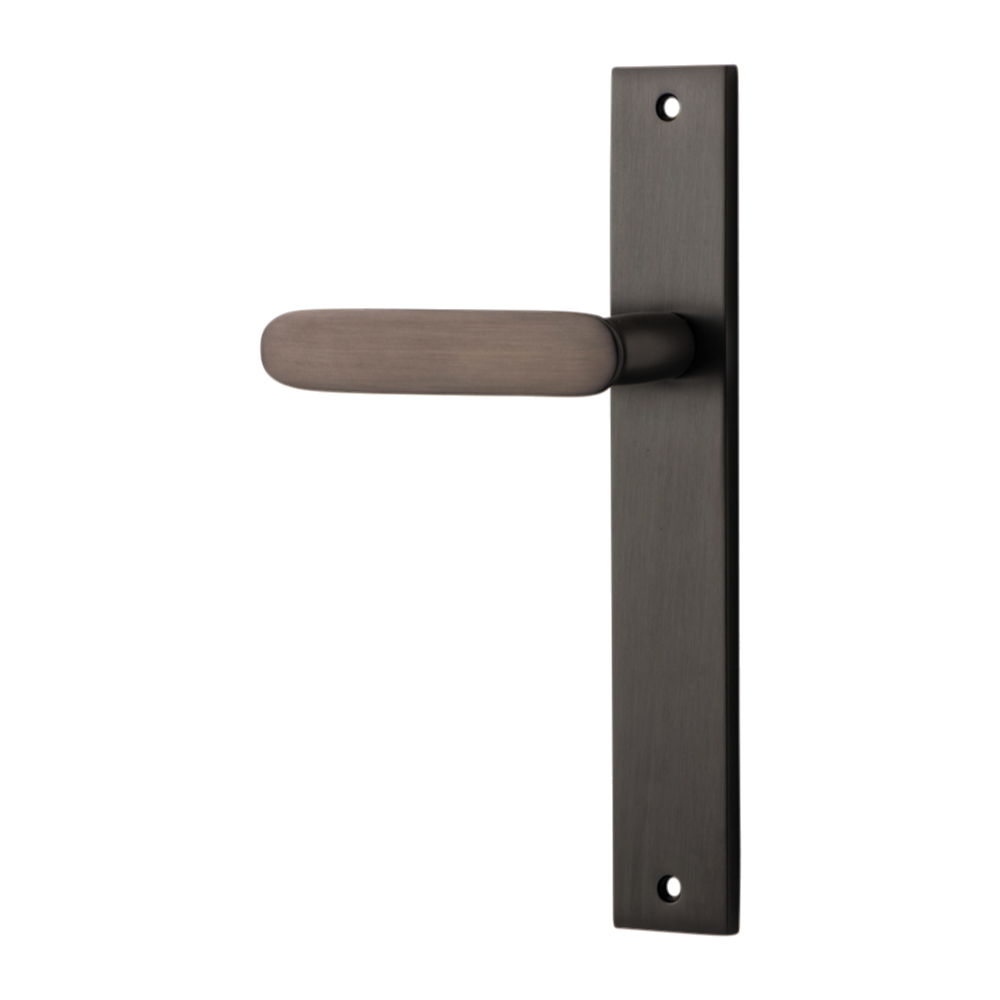 Door Lever Bronte Rectangular Latch Left Hand Fixed Signature Brass L117xP53mm BPH240xW38mm in Signature Brass