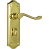 Door Lever Henley Privacy Pair Polished Brass H180xW50xP58mm in Polished Brass