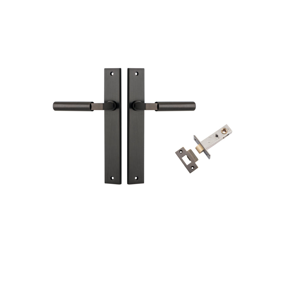 Door Lever Berlin Rectangular Signature Brass L120xP57mm BPH240xW38mm Passage Kit Tube Latch Split Cam 'T' Striker Signature Brass Backset 60mm in Signature Brass