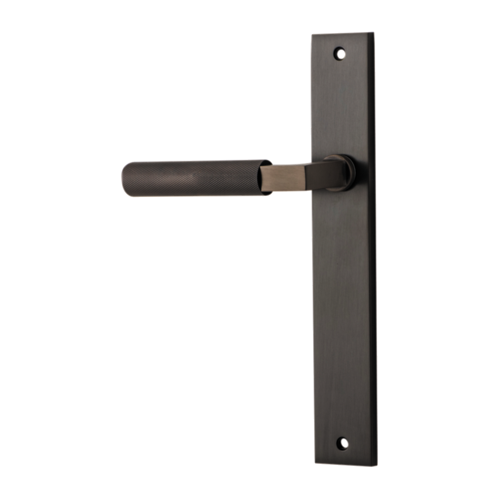 Door Lever Brunswick Rectangular Latch Left Hand Fixed Signature Brass L120xP57mm BPH240xW38mm in Signature Brass