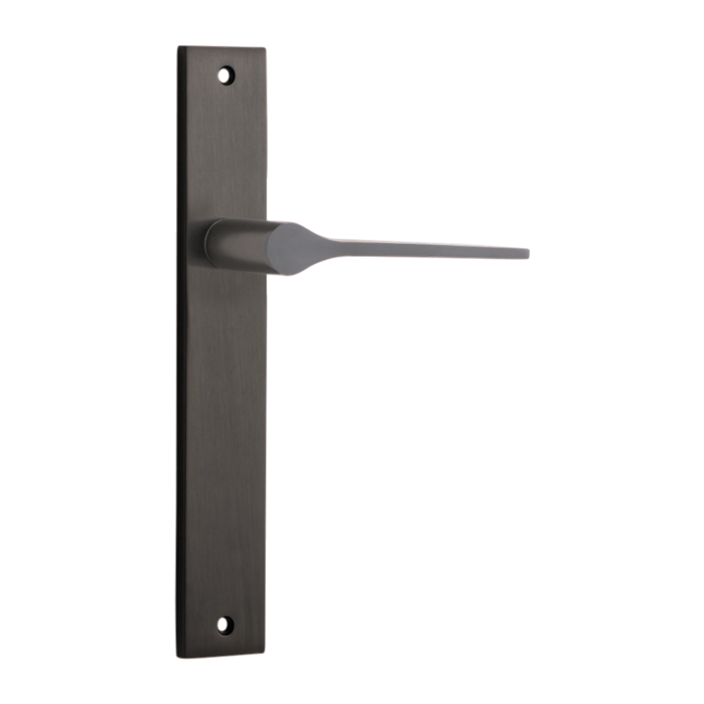 Door Lever Como Rectangular Latch Signature Brass H240xW38xP59mm - Right Hand Fixed in Signature Brass