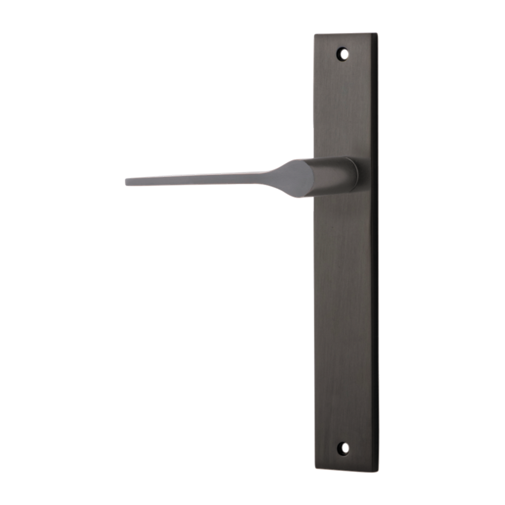 Door Lever Como Rectangular Latch Signature Brass H240xW38xP59mm - Left Hand Fixed in Signature Brass