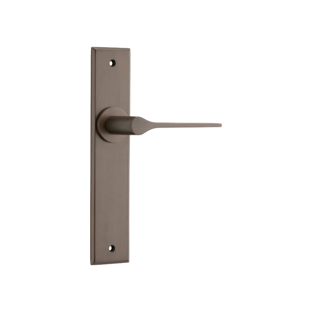 Door Lever Como Chamfered Latch Signature Brass H240xW50xP61mm in Signature Brass