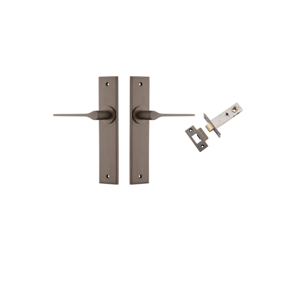 Door Lever Como Chamfered Signature Brass L119xP61mm BPH240xW50mm Passage Kit Tube Latch Split Cam 'T' Striker Signature Brass Backset 60mm in Signature Brass