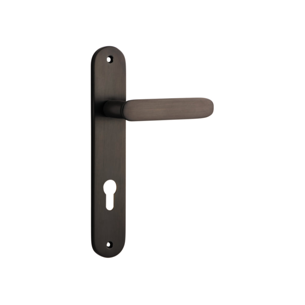 Door Lever Bronte Oval Euro Signature Brass CTC85mm H240xW40xP56mm in Signature Brass