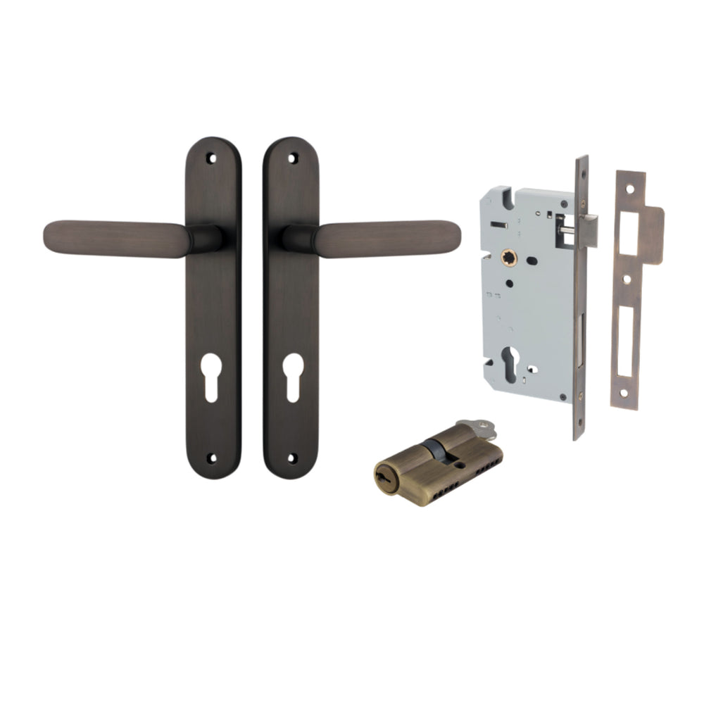 Door Lever Bronte Oval Euro Pair Signature Brass CTC85mm L117xP53mm BPH240xW40mm Mortice Lock Euro Signature Brass CTC85mm Backset 60mm, Euro Cylinder Dual Function 5 Pin Signature Brass 65mm KA4 in Signature Brass