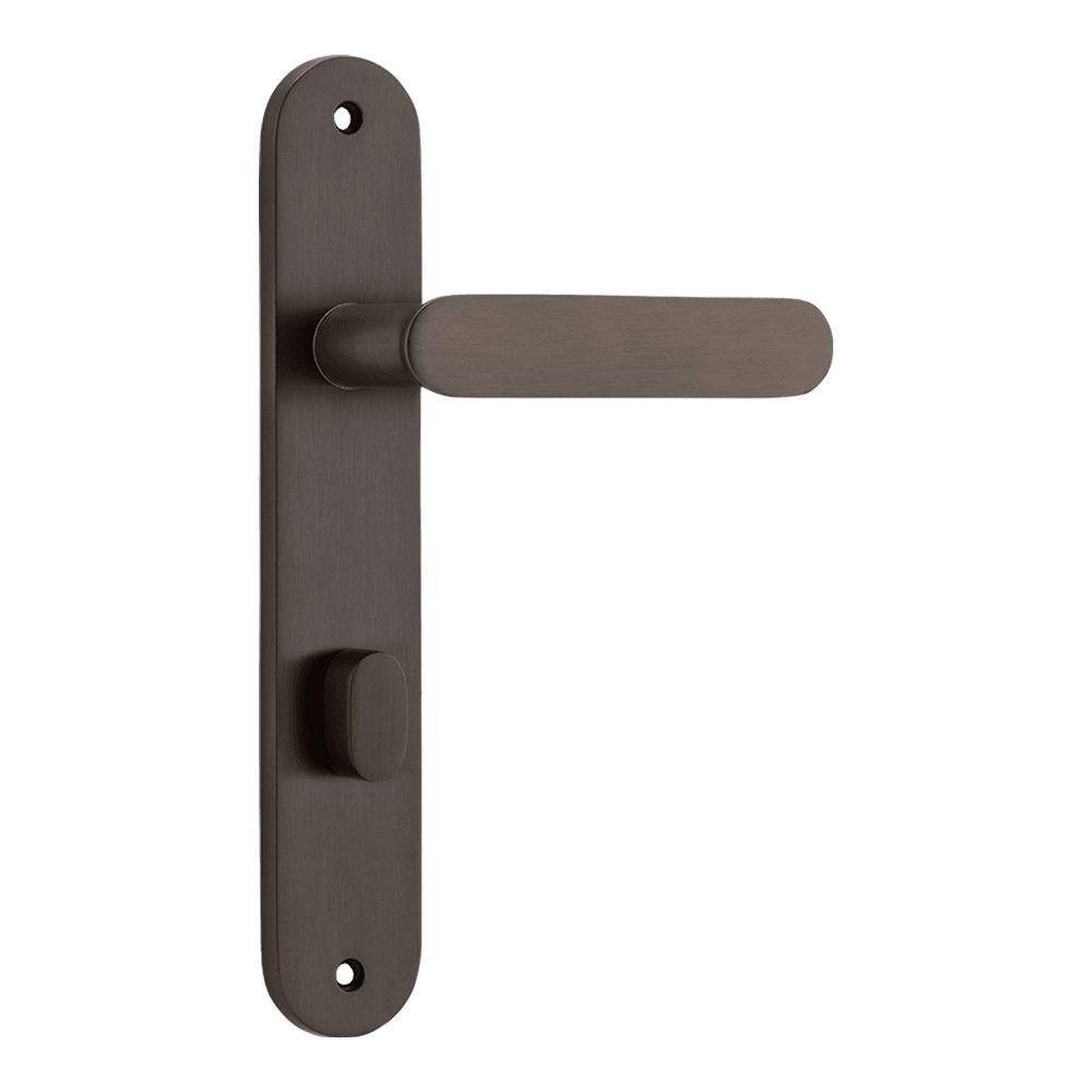 Door Lever Bronte Oval Privacy Signature Brass CTC85mm H240xW40xP56mm in Signature Brass