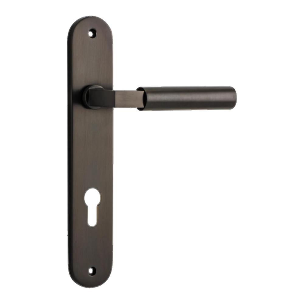 Door Lever Berlin Oval Euro Signature Brass CTC85mm H240xW40xP57mm in Signature Brass