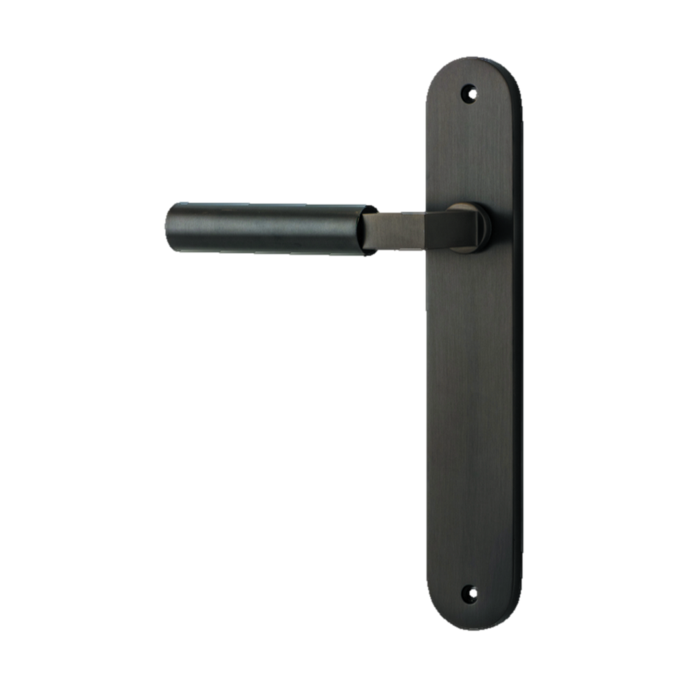 Door Lever Berlin Oval Latch Left Hand Fixed Signature Brass L120xP57mm BPH240xW40mm in Signature Brass