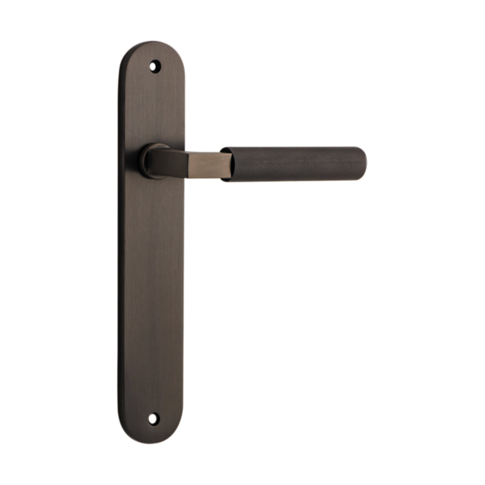 Door Lever Brunswick Oval Latch Signature Brass H240xW40xP60mm in Signature Brass