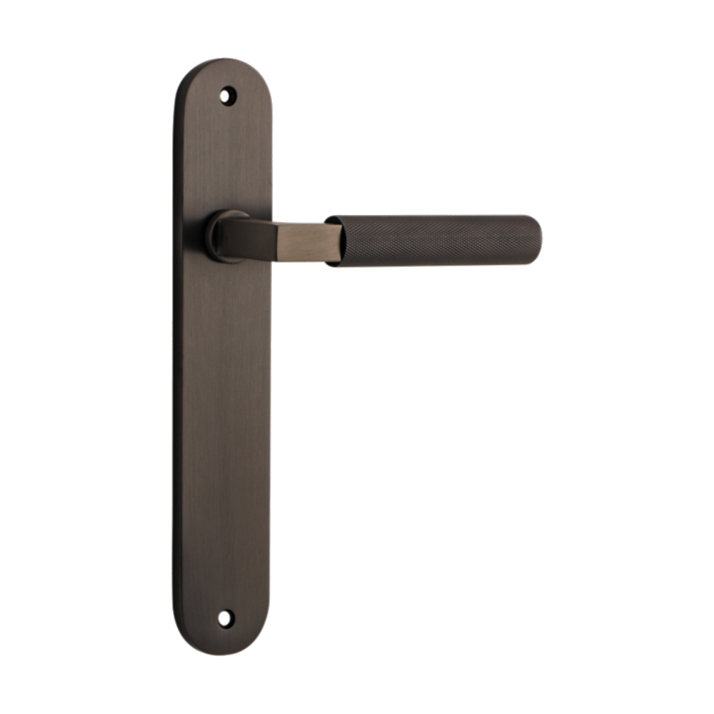Door Lever Brunswick Oval Latch Signature Brass H240xW40xP60mm in Signature Brass