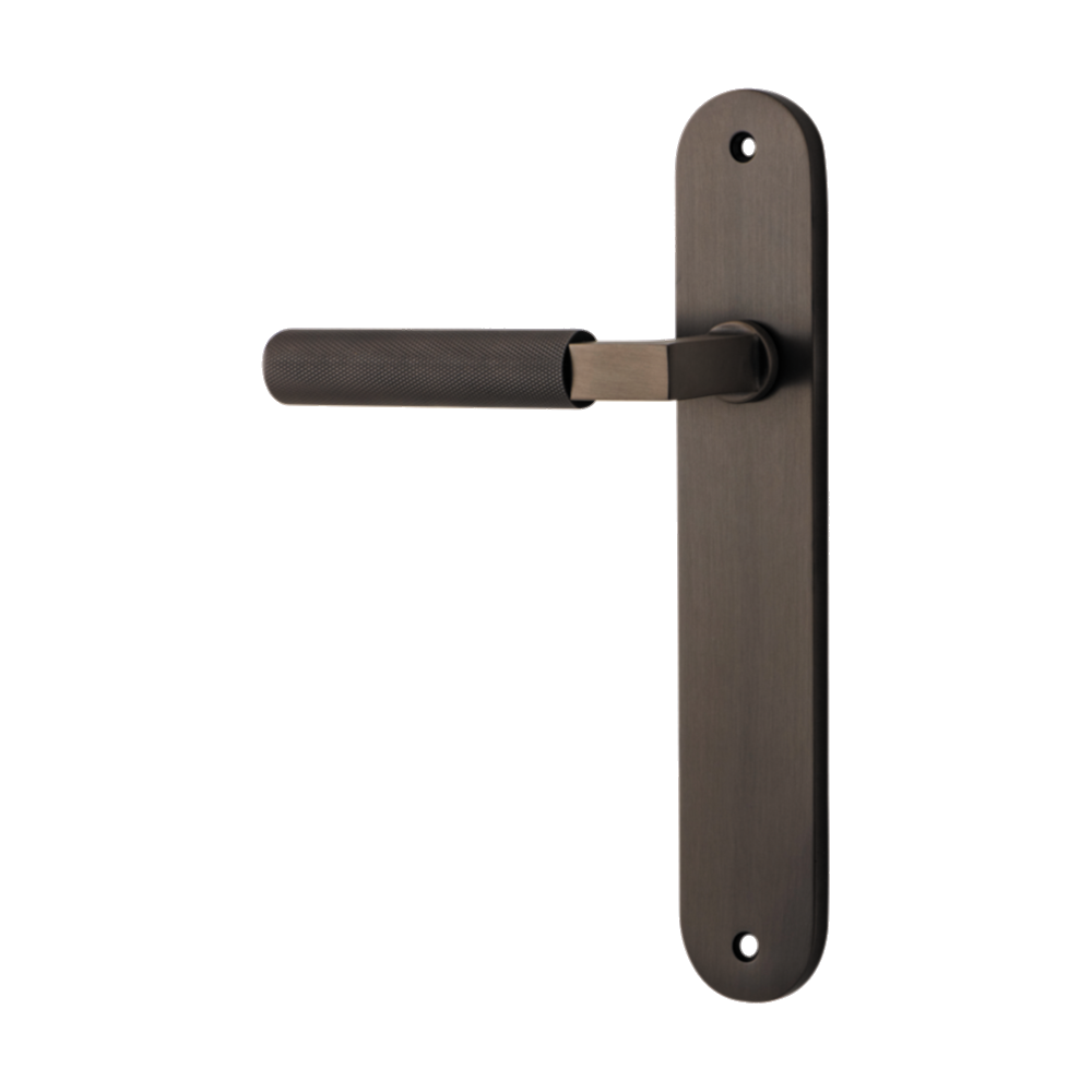 Door Lever Brunswick Oval Latch Left Hand Fixed Signature Brass L120xP57mm BPH240xW40mm in Signature Brass