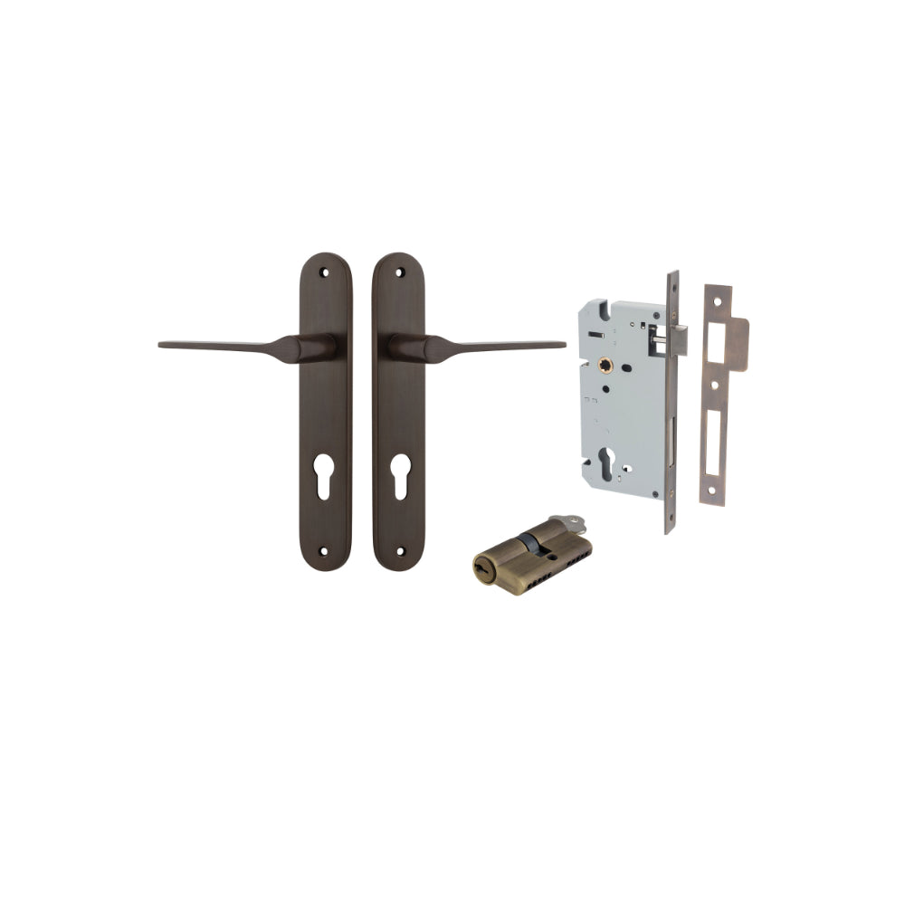 Door Lever Como Oval Euro Pair Signature Brass CTC85mm L119xP59mm BPH240xW40mm Mortice Lock Euro Signature Brass CTC85mm Backset 60mm, Euro Cylinder Dual Function 5 Pin Signature Brass 65mm KA4 in Signature Brass