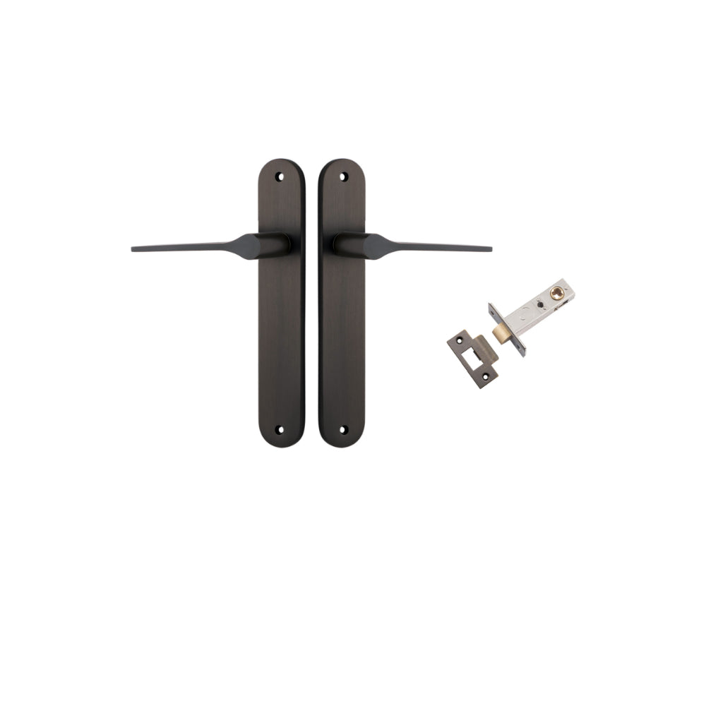 Door Lever Como Oval Signature Brass L119xP59mm BPH240xW40mm Passage Kit Tube Latch Split Cam 'T' Striker Signature Brass Backset 60mm in Signature Brass