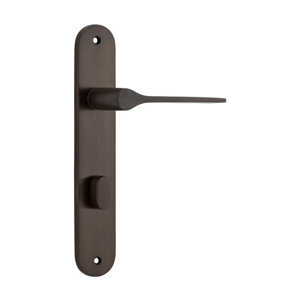 Door Lever Como Oval Privacy Signature Brass CTC85mm H240xW40xP59mm in Signature Brass