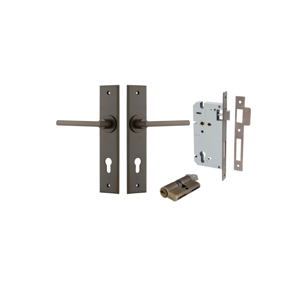 Door Lever Baltimore Chamfered Euro Pair Signature Brass CTC85mm L118xP56mm BPH240xW50mm Mortice Lock Euro Signature Brass CTC85mm Backset 60mm, Euro Cylinder Dual Function 5 Pin Signature Brass 65mm KA4 in Signature Brass