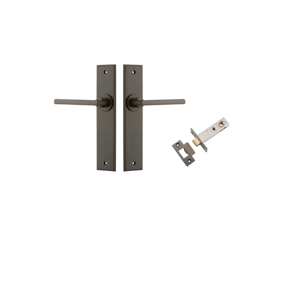 Door Lever Baltimore Chamfered Signature Brass L118xP56mm BPH240xW50mm Passage Kit Tube Latch Split Cam 'T' Striker Signature Brass Backset 60mm in Signature Brass