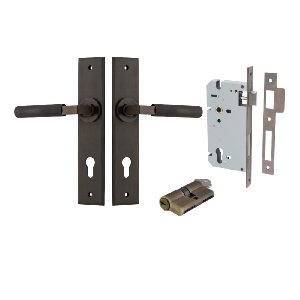 Door Lever Brunswick Chamfered Euro Pair Signature Brass CTC85mm L120xP59mm BPH240xW50mm Mortice Lock Euro Signature Brass CTC85mm Backset 60mm, Euro Cylinder Dual Function 5 Pin Signature Brass 65mm KA4 in Signature Brass