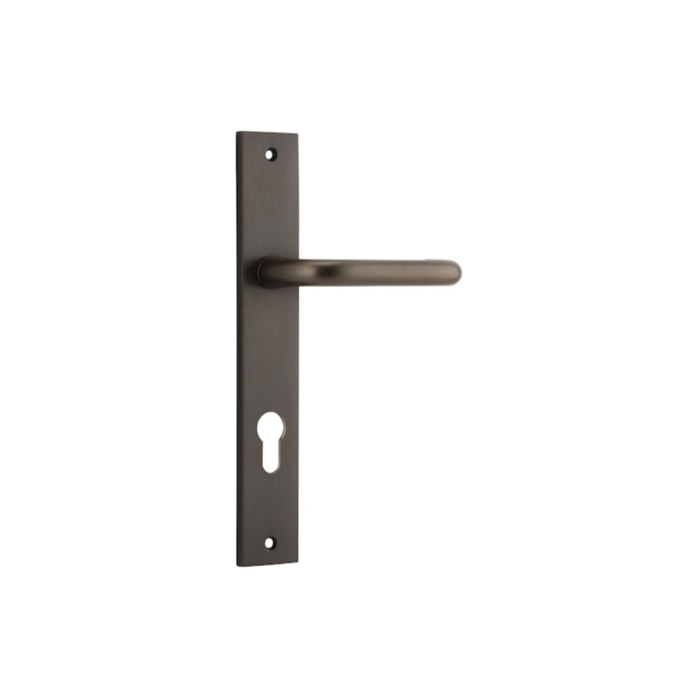 Door Lever Oslo Rectangular Euro Signature Brass CTC85mm H237xW50xP57mm in Signature Brass