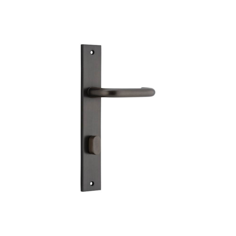 Door Lever Oslo Rectangular Privacy Signature Brass CTC85mm H237xW50xP57mm in Signature Brass
