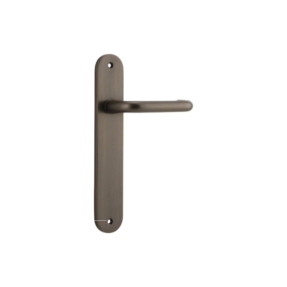 Door Lever Oslo Oval Latch Signature Brass H240xW40xP57mm in Signature Brass