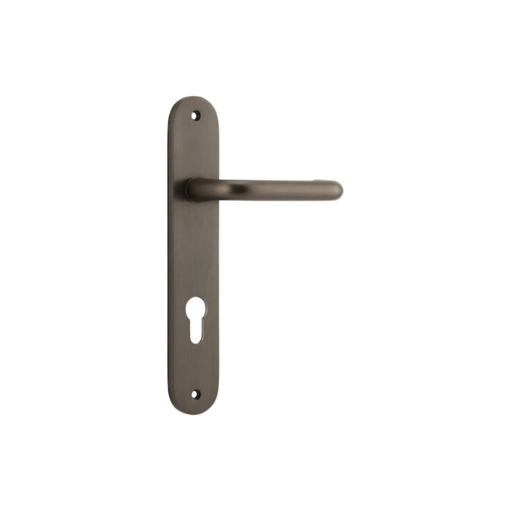 Door Lever Oslo Oval Euro Signature Brass CTC85mm H240xW40xP57mm in Signature Brass
