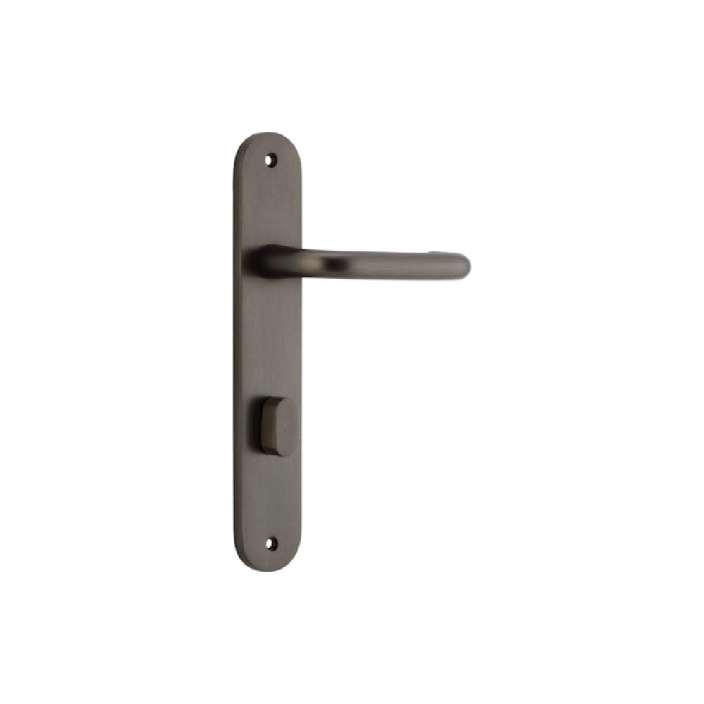 Door Lever Oslo Oval Privacy Signature Brass CTC85mm H240xW40xP57mm in Signature Brass