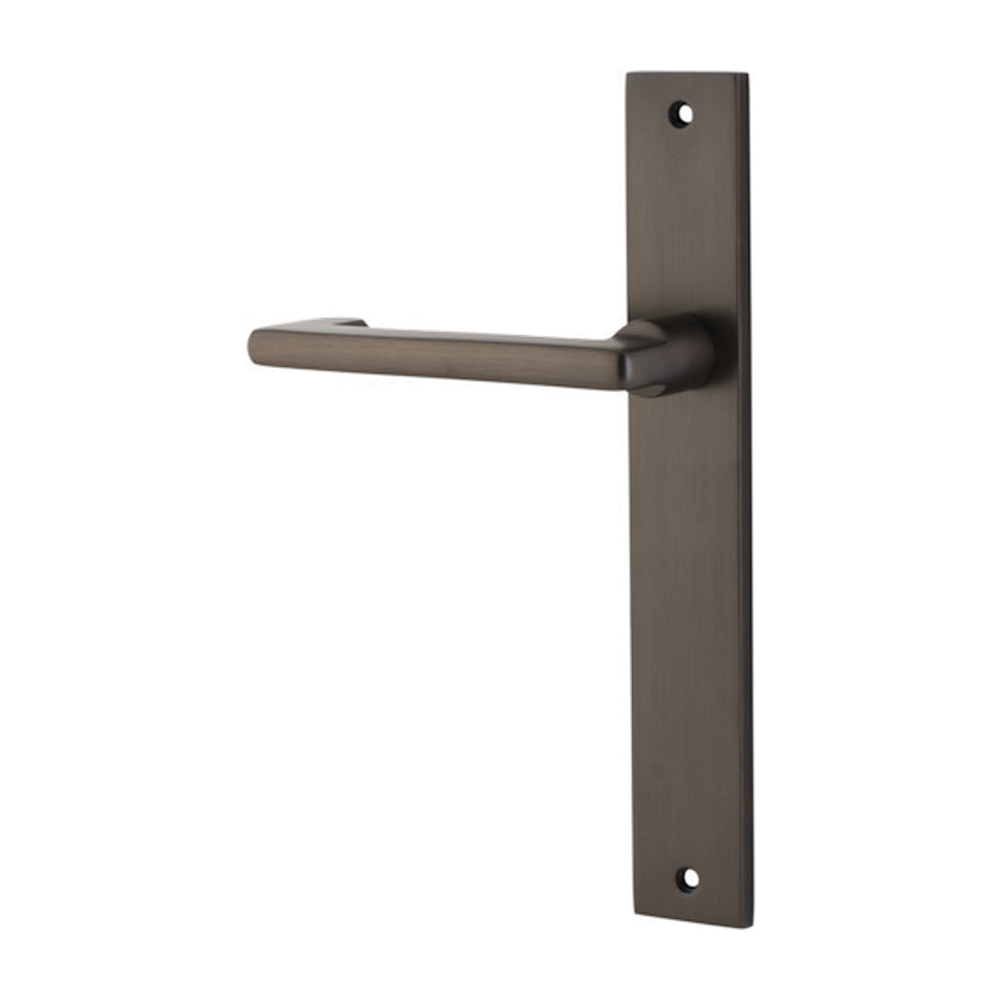 Door Lever Baltimore Return Rectangular Latch Left Hand Fixed Signature Brass L128xP54mm BPH240xW38mm in Signature Brass