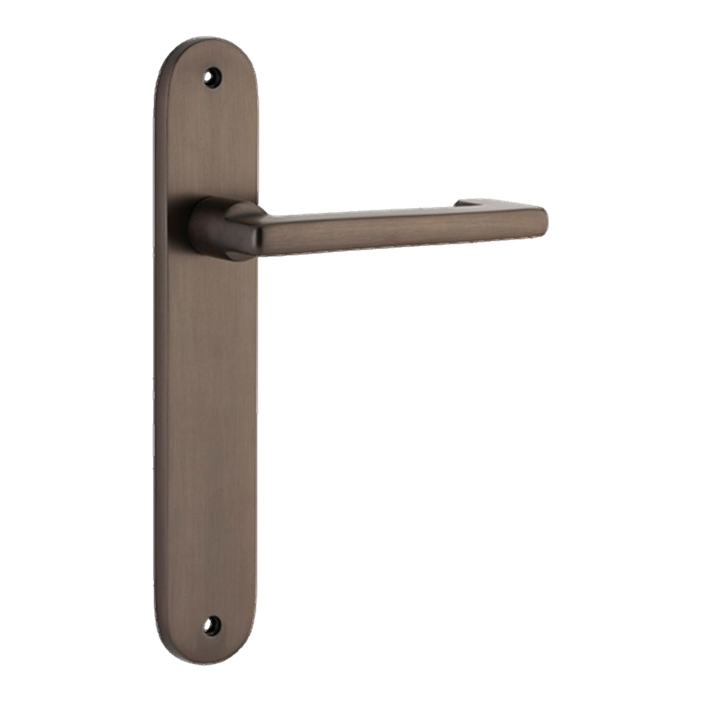 Door Lever Baltimore Return Oval Latch Pair Signature Brass H240xW40xP58mm in Signature Brass
