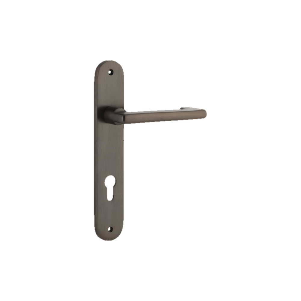Door Lever Baltimore Return Oval Euro Pair Signature Brass CTC85mm H240xW40xP58mm in Signature Brass