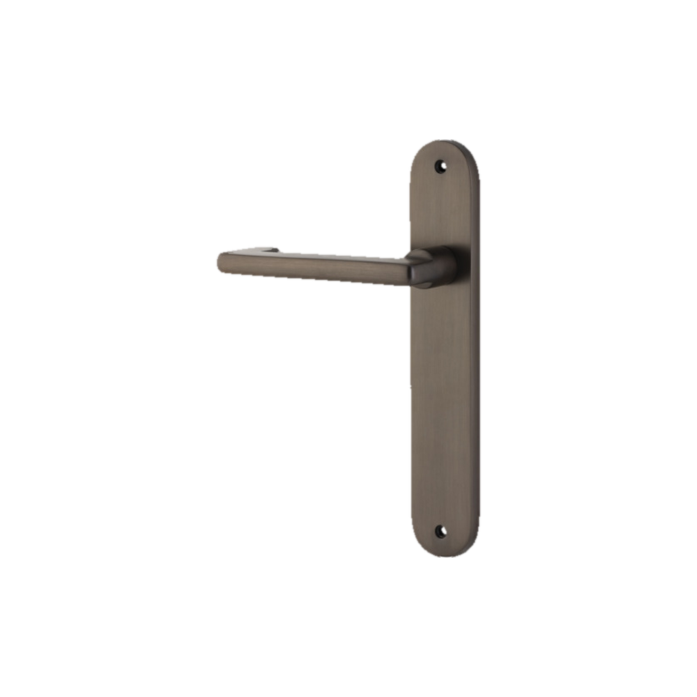 Door Lever Baltimore Return Oval Latch Left Hand Fixed Signature Brass L128xP54mm BPH240xW40mm in Signature Brass