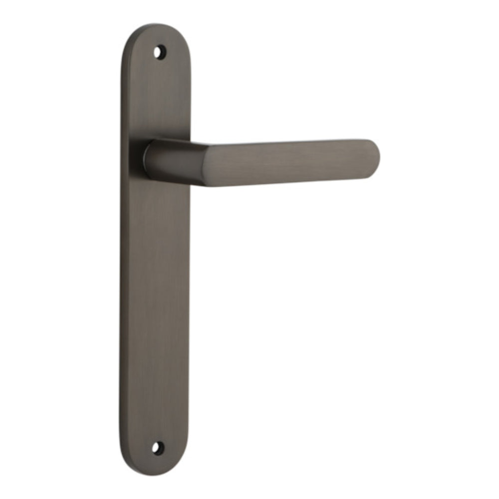 Door Lever Osaka Oval Latch Pair Signature Brass H240xW40xP55mm in Signature Brass