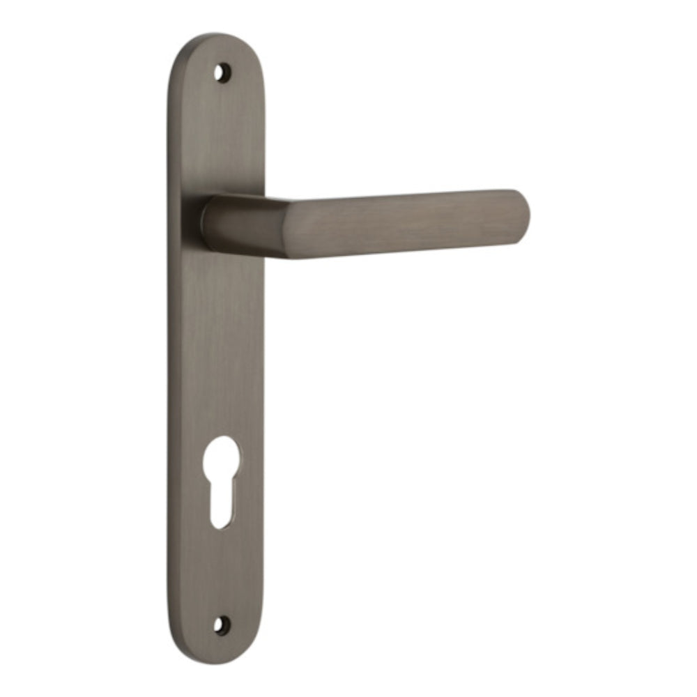 Door Lever Osaka Oval Euro Pair Signature Brass CTC85mm H240xW40xP55mm in Signature Brass